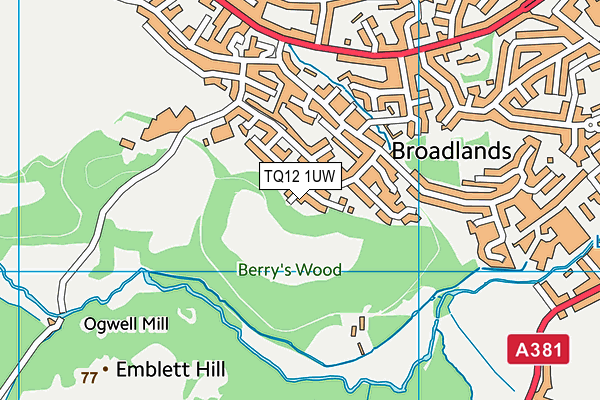 TQ12 1UW map - OS VectorMap District (Ordnance Survey) TQ12 1UW map - OS VectorMap District (Ordnance Survey)