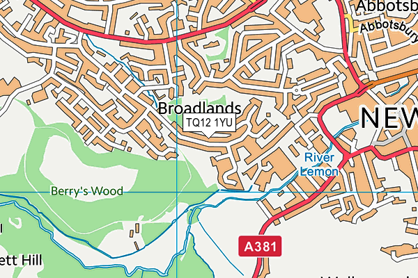 TQ12 1YU map - OS VectorMap District (Ordnance Survey) TQ12 1YU map - OS VectorMap District (Ordnance Survey)