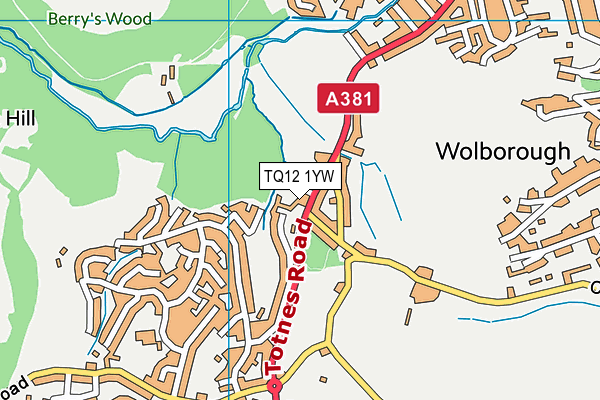 TQ12 1YW map - OS VectorMap District (Ordnance Survey) TQ12 1YW map - OS VectorMap District (Ordnance Survey)