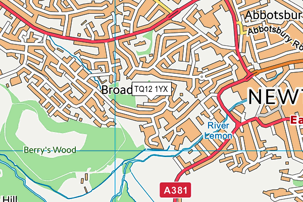 TQ12 1YX map - OS VectorMap District (Ordnance Survey)
