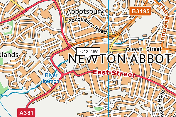 TQ12 2JW map - OS VectorMap District (Ordnance Survey)