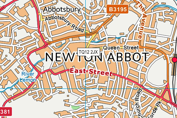 TQ12 2JX map - OS VectorMap District (Ordnance Survey)