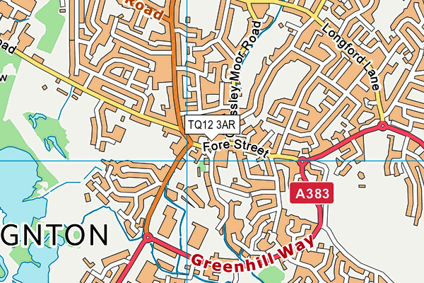 TQ12 3AR map - OS VectorMap District (Ordnance Survey) TQ12 3AR map - OS VectorMap District (Ordnance Survey)