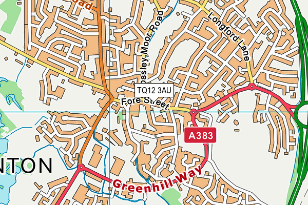 TQ12 3AU map - OS VectorMap District (Ordnance Survey)