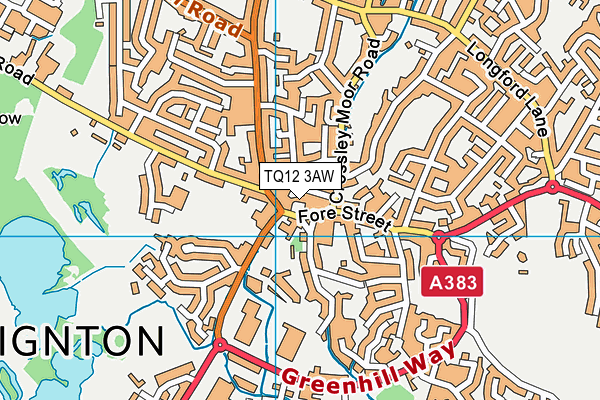 TQ12 3AW map - OS VectorMap District (Ordnance Survey) TQ12 3AW map - OS VectorMap District (Ordnance Survey)