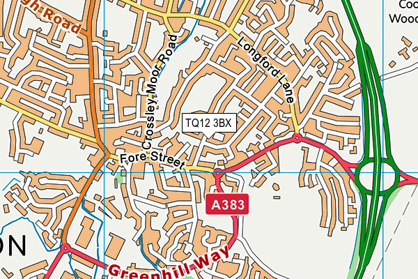 TQ12 3BX map - OS VectorMap District (Ordnance Survey) TQ12 3BX map - OS VectorMap District (Ordnance Survey)