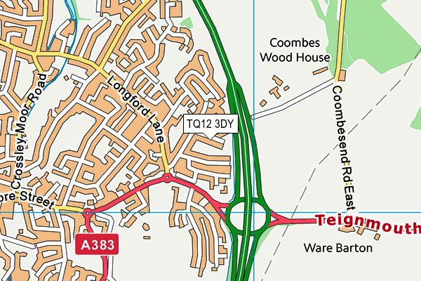 TQ12 3DY map - OS VectorMap District (Ordnance Survey)