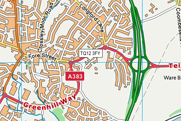 TQ12 3FY map - OS VectorMap District (Ordnance Survey)