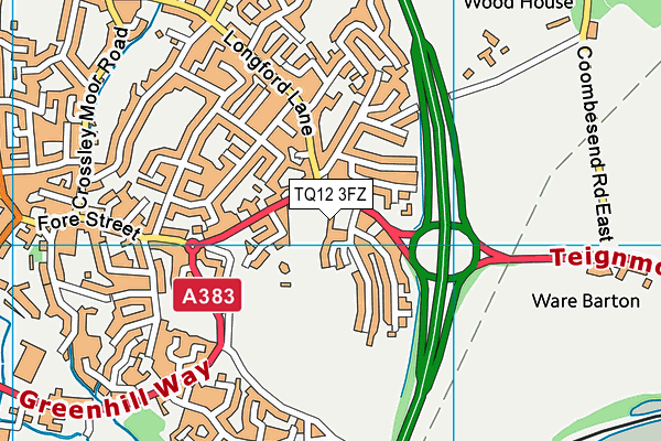 TQ12 3FZ map - OS VectorMap District (Ordnance Survey) TQ12 3FZ map - OS VectorMap District (Ordnance Survey)