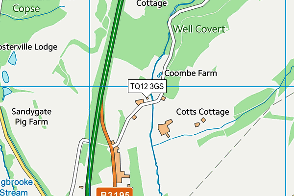 TQ12 3GS map - OS VectorMap District (Ordnance Survey)