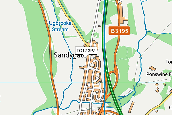 TQ12 3PZ map - OS VectorMap District (Ordnance Survey)