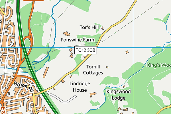 TQ12 3QB map - OS VectorMap District (Ordnance Survey) TQ12 3QB map - OS VectorMap District (Ordnance Survey)