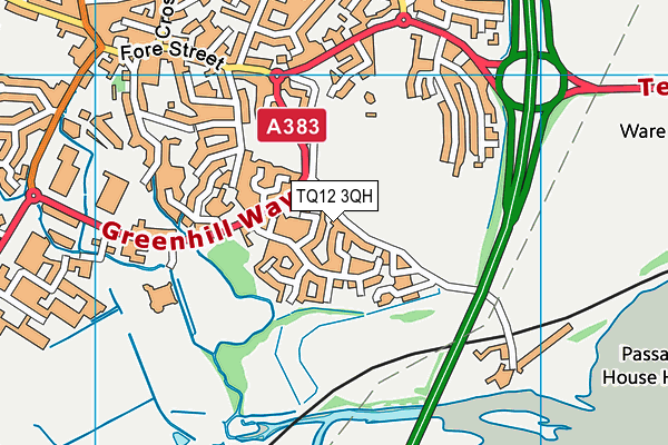 TQ12 3QH map - OS VectorMap District (Ordnance Survey)