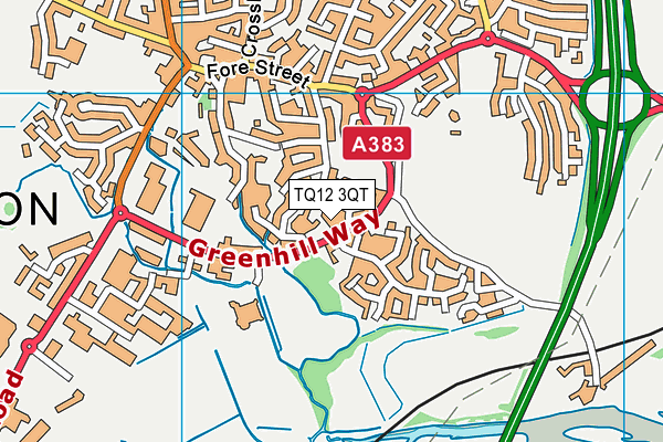 TQ12 3QT map - OS VectorMap District (Ordnance Survey)