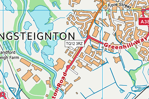 TQ12 3RZ map - OS VectorMap District (Ordnance Survey) TQ12 3RZ map - OS VectorMap District (Ordnance Survey)