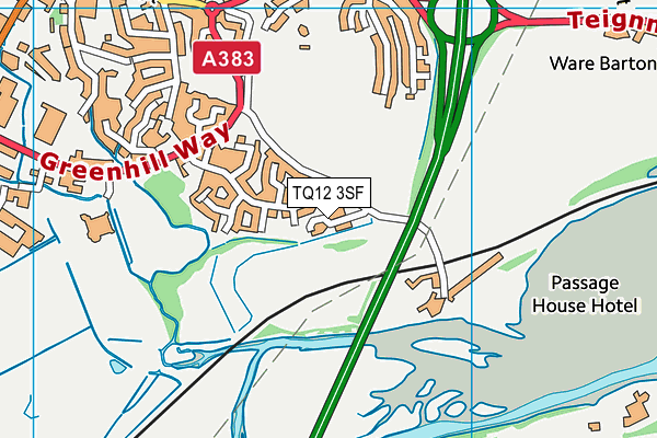 TQ12 3SF map - OS VectorMap District (Ordnance Survey) TQ12 3SF map - OS VectorMap District (Ordnance Survey)