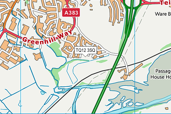 TQ12 3SQ map - OS VectorMap District (Ordnance Survey) TQ12 3SQ map - OS VectorMap District (Ordnance Survey)