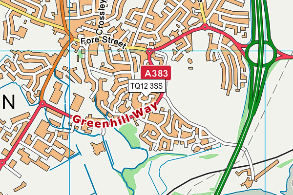 TQ12 3SS map - OS VectorMap District (Ordnance Survey)