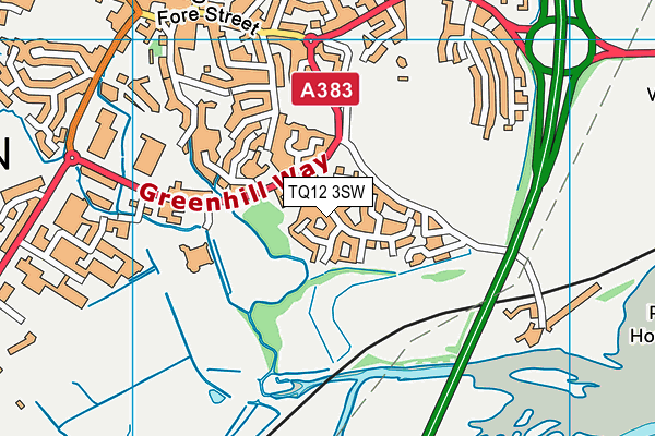TQ12 3SW map - OS VectorMap District (Ordnance Survey) TQ12 3SW map - OS VectorMap District (Ordnance Survey)