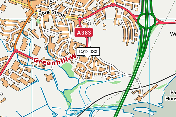 TQ12 3SX map - OS VectorMap District (Ordnance Survey) TQ12 3SX map - OS VectorMap District (Ordnance Survey)