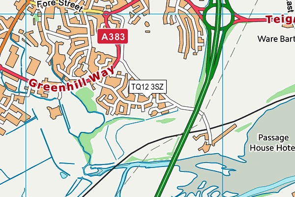 TQ12 3SZ map - OS VectorMap District (Ordnance Survey) TQ12 3SZ map - OS VectorMap District (Ordnance Survey)
