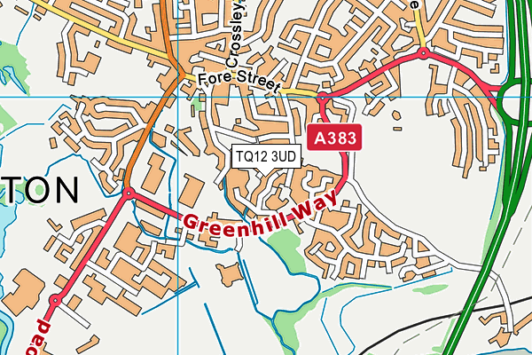 TQ12 3UD map - OS VectorMap District (Ordnance Survey) TQ12 3UD map - OS VectorMap District (Ordnance Survey)