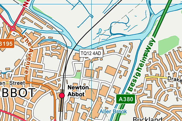 TQ12 4AD map - OS VectorMap District (Ordnance Survey)