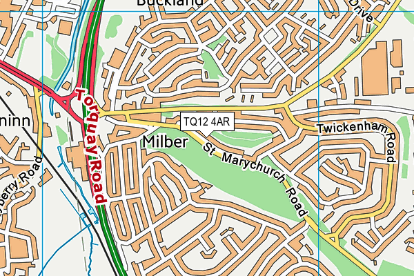 TQ12 4AR map - OS VectorMap District (Ordnance Survey)