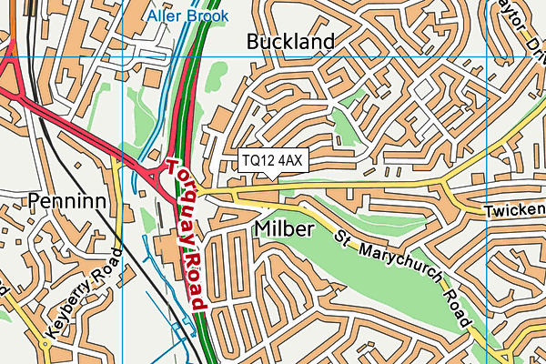 TQ12 4AX map - OS VectorMap District (Ordnance Survey) TQ12 4AX map - OS VectorMap District (Ordnance Survey)