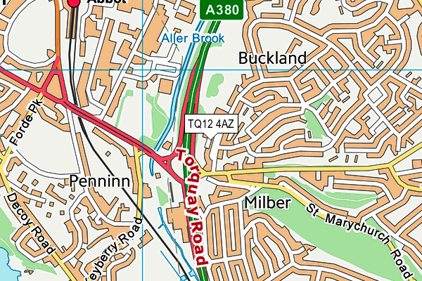 TQ12 4AZ map - OS VectorMap District (Ordnance Survey)