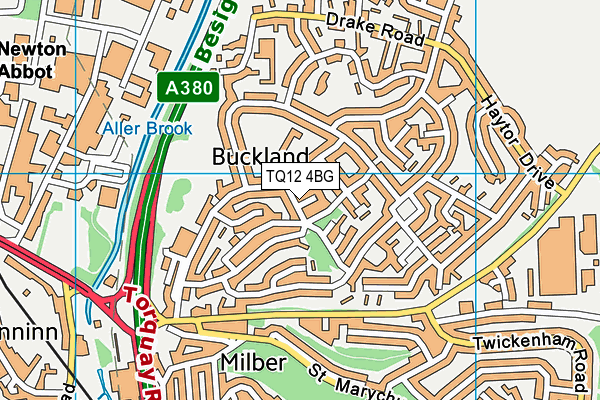 TQ12 4BG map - OS VectorMap District (Ordnance Survey)