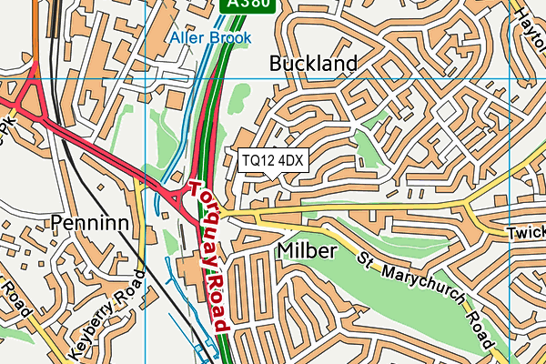 TQ12 4DX map - OS VectorMap District (Ordnance Survey) TQ12 4DX map - OS VectorMap District (Ordnance Survey)