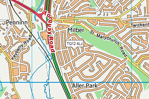 TQ12 4LJ map - OS VectorMap District (Ordnance Survey)