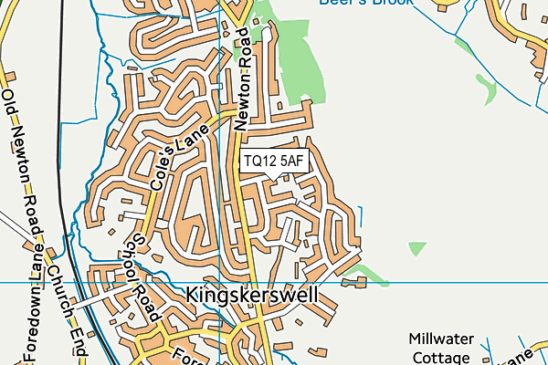TQ12 5AF map - OS VectorMap District (Ordnance Survey) TQ12 5AF map - OS VectorMap District (Ordnance Survey)