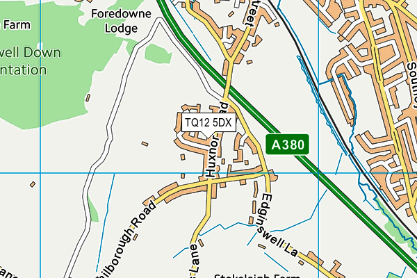 TQ12 5DX map - OS VectorMap District (Ordnance Survey)
