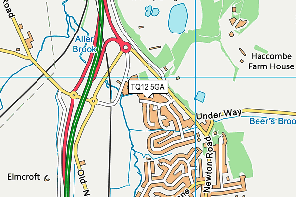 TQ12 5GA map - OS VectorMap District (Ordnance Survey) TQ12 5GA map - OS VectorMap District (Ordnance Survey)