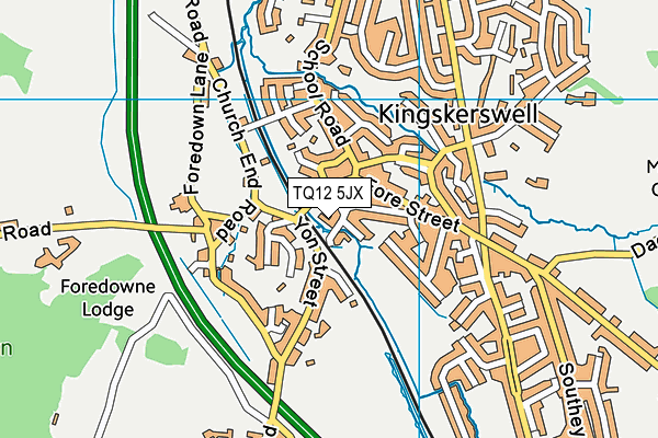 TQ12 5JX map - OS VectorMap District (Ordnance Survey) TQ12 5JX map - OS VectorMap District (Ordnance Survey)