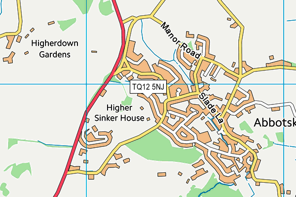 TQ12 5NJ map - OS VectorMap District (Ordnance Survey) TQ12 5NJ map - OS VectorMap District (Ordnance Survey)
