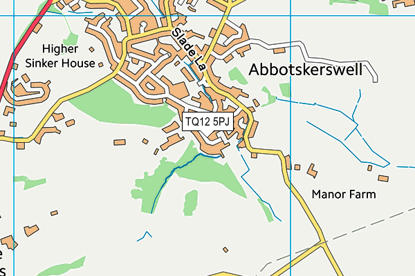 TQ12 5PJ map - OS VectorMap District (Ordnance Survey)