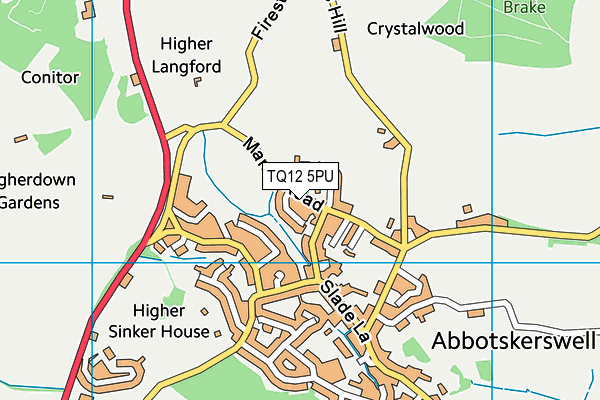 TQ12 5PU map - OS VectorMap District (Ordnance Survey)