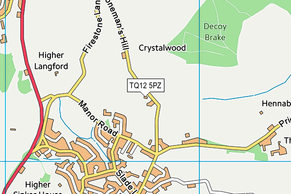 TQ12 5PZ map - OS VectorMap District (Ordnance Survey) TQ12 5PZ map - OS VectorMap District (Ordnance Survey)