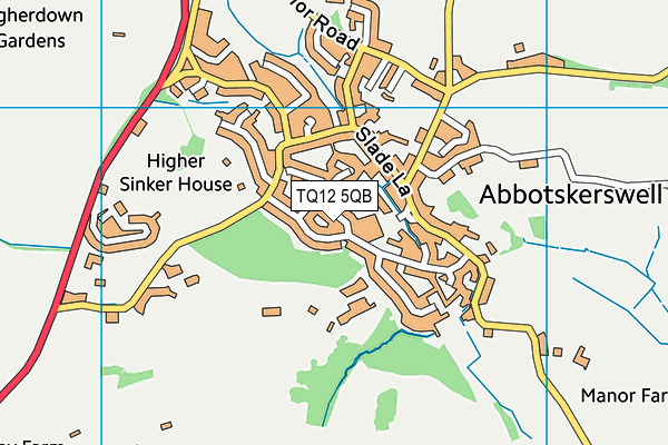 TQ12 5QB map - OS VectorMap District (Ordnance Survey)