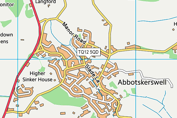 TQ12 5QD map - OS VectorMap District (Ordnance Survey) TQ12 5QD map - OS VectorMap District (Ordnance Survey)
