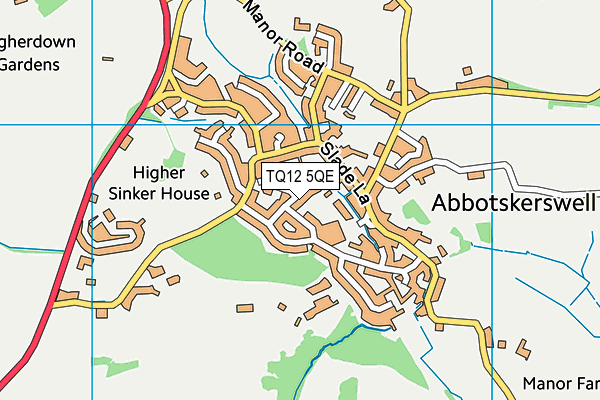 TQ12 5QE map - OS VectorMap District (Ordnance Survey)