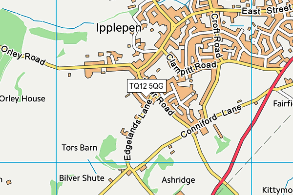 TQ12 5QG map - OS VectorMap District (Ordnance Survey)