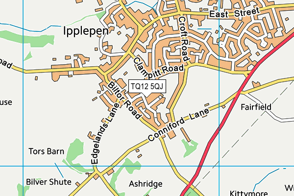 TQ12 5QJ map - OS VectorMap District (Ordnance Survey) TQ12 5QJ map - OS VectorMap District (Ordnance Survey)