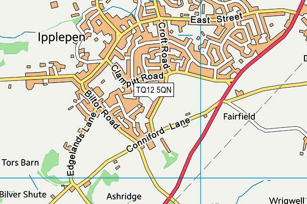 TQ12 5QN map - OS VectorMap District (Ordnance Survey)