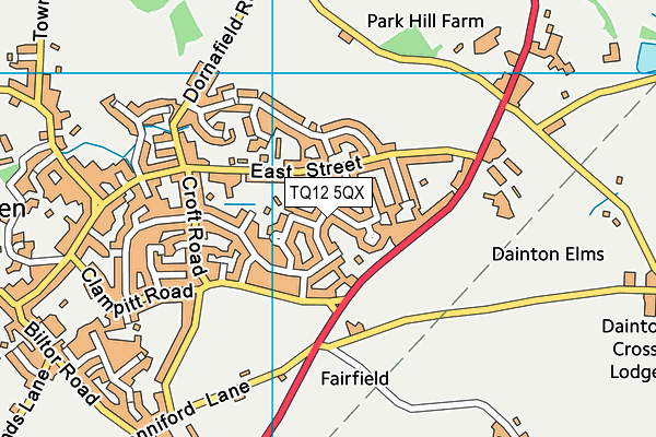 TQ12 5QX map - OS VectorMap District (Ordnance Survey) TQ12 5QX map - OS VectorMap District (Ordnance Survey)