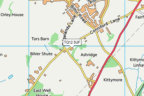 TQ12 5UF map - OS VectorMap District (Ordnance Survey)
