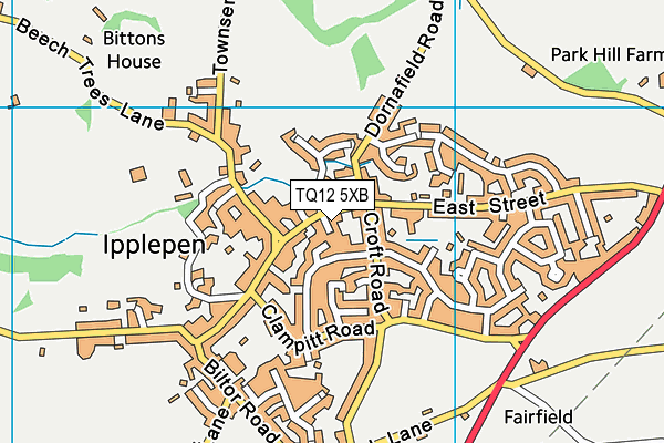 TQ12 5XB map - OS VectorMap District (Ordnance Survey)